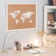 Παγκόσμιος Χάρτης Woody από Φελλό με λευκό κάδρο L 60 x 45 cm - Λευκό