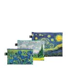 LOQI Set Zip Pockets Recycled | VINCENT VAN GOGH - Irises, A Wheatfield With Cypresses, The Starry Night