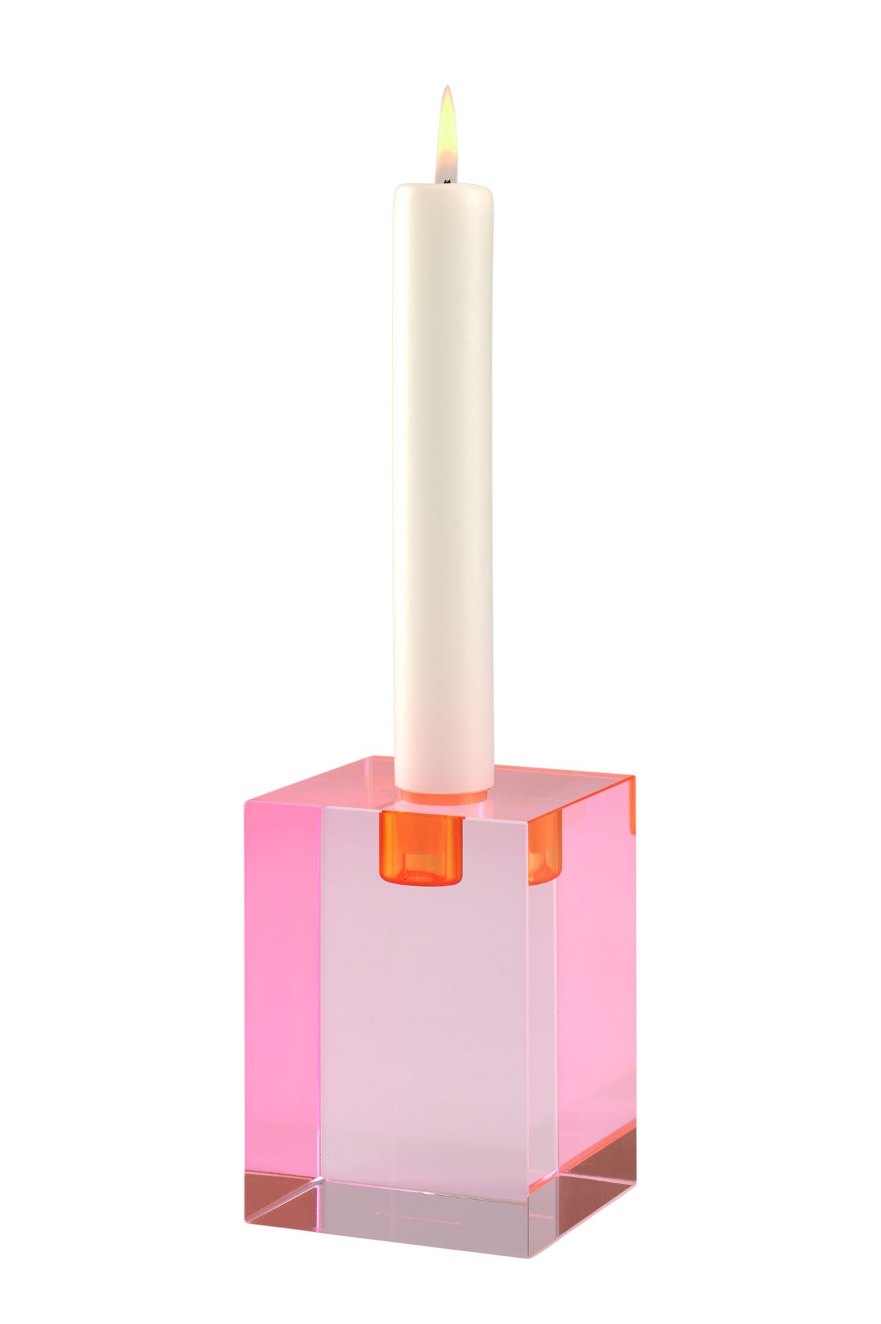 Κηροπήγιο Κρυστάλλινο 7,6x11x7,6cm Block pink/sprayed