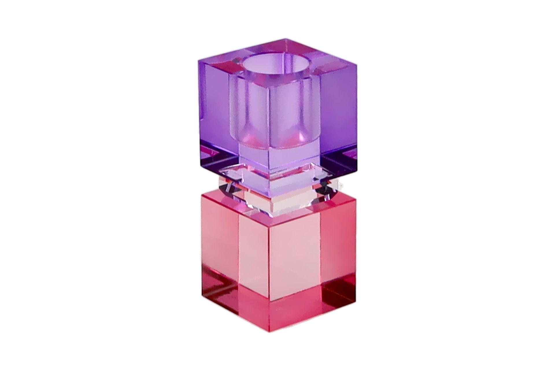 Κηροπήγιο Γυάλινο Crystal 8cm pink/purple, sprayed