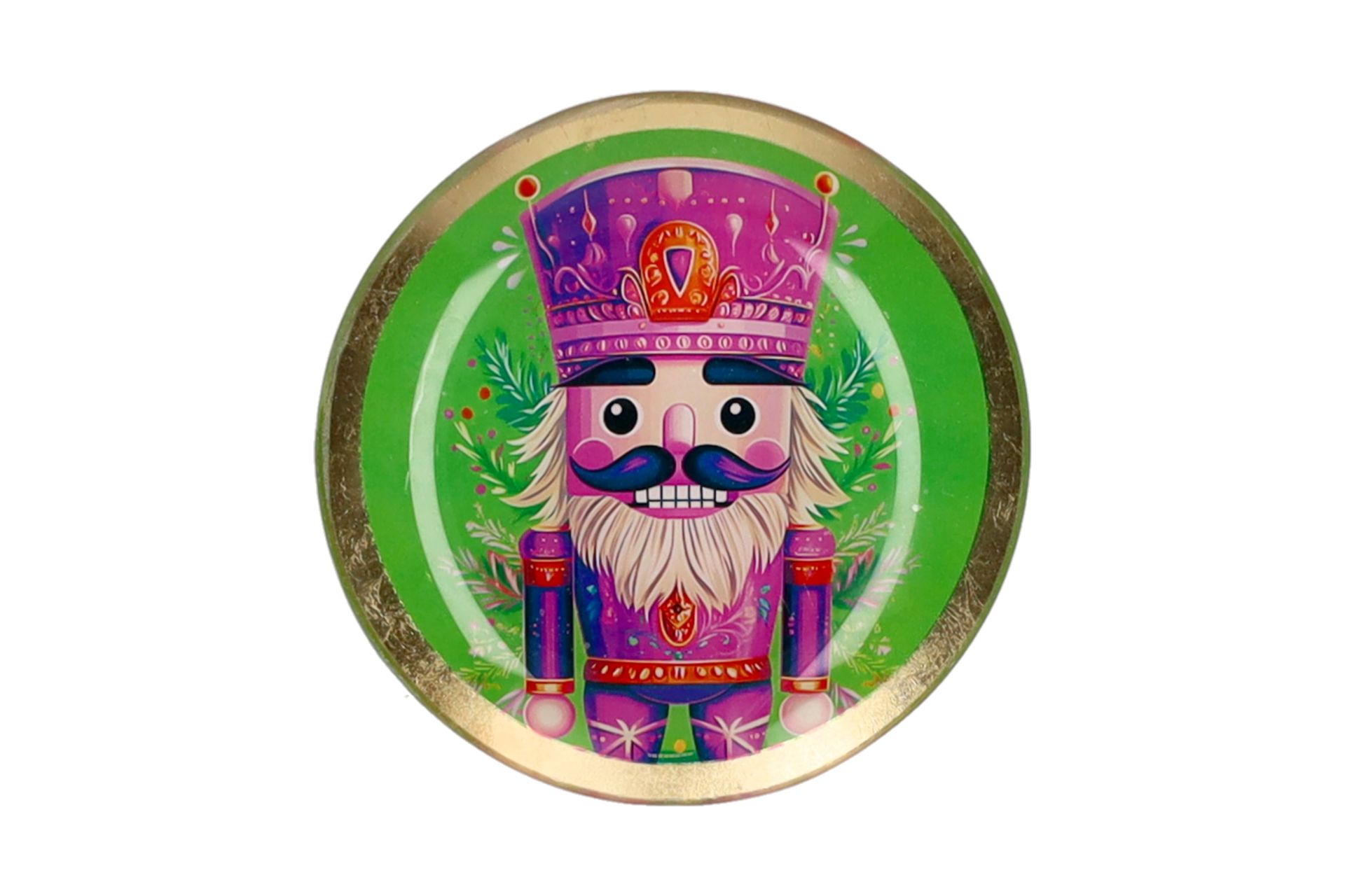 Love Plates Γυάλινο Πιάτο L, Σχέδιο Σκύλος Advent - Πράσινο/Μωβ