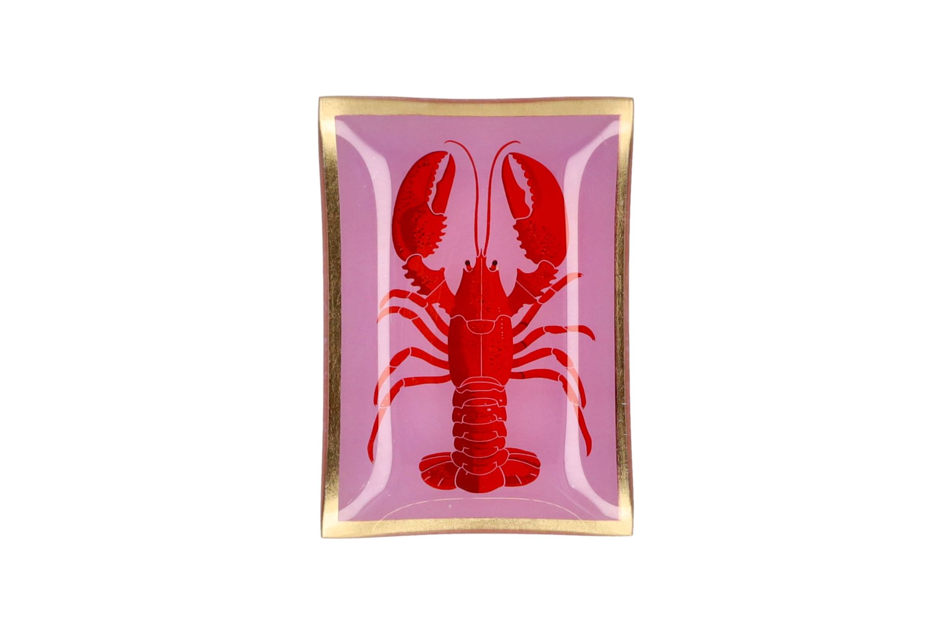 Love Plates, glass plate M, motive: lobster, pink/red