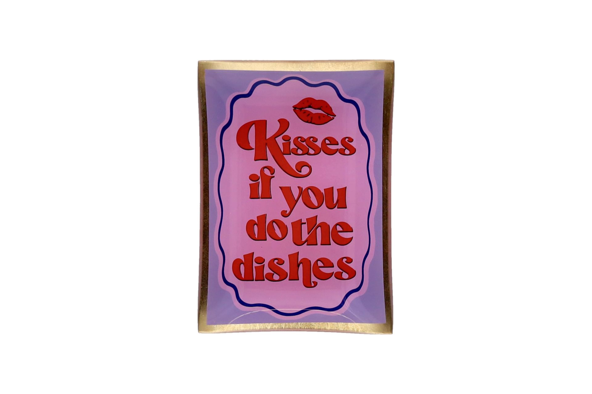Love Plates Γυάλινο Πιάτο M “Kisses if you do the dishes” - Ροζ/Μωβ