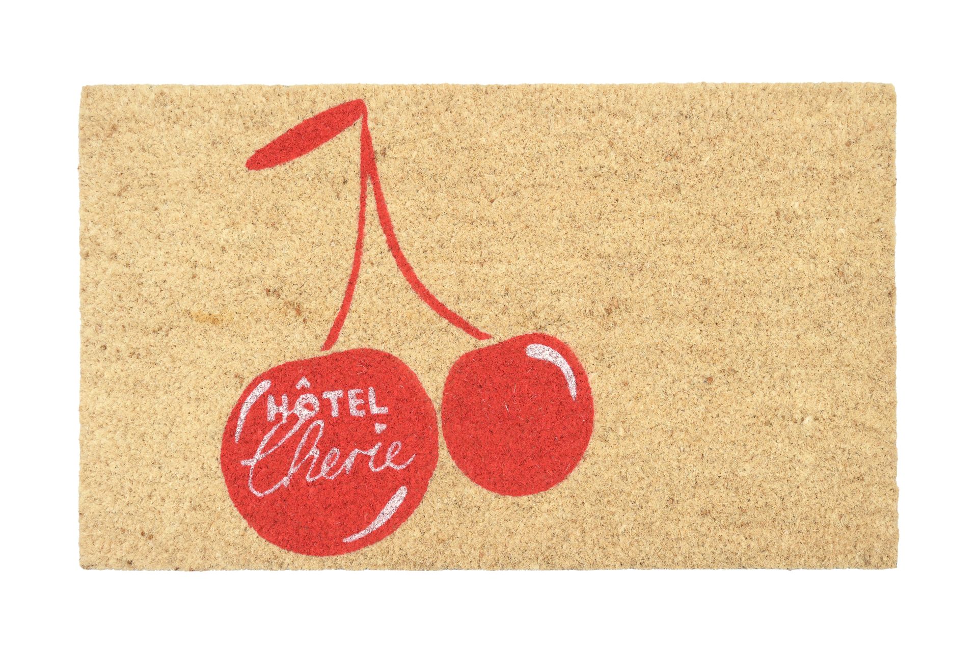 Πατάκι εισόδου 75x45x1,5cm, σχέδιο: Hotel Cherie, φυσικό/κόκκινο