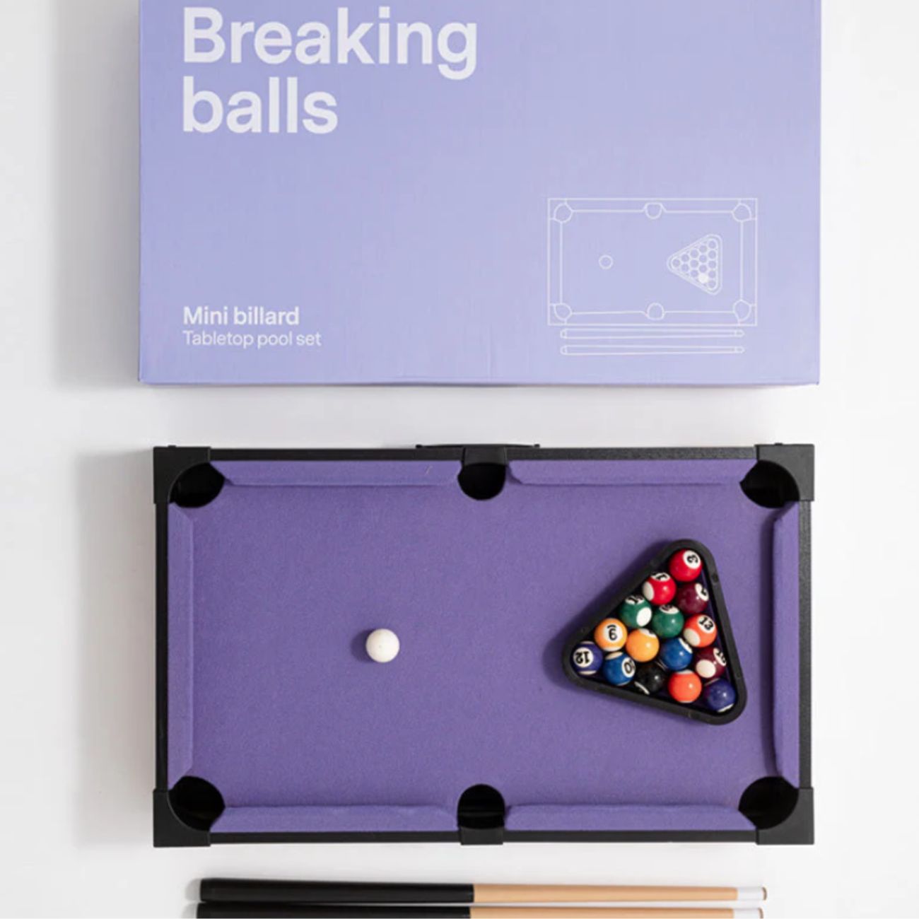 Tabletop pool set in wood - lilac