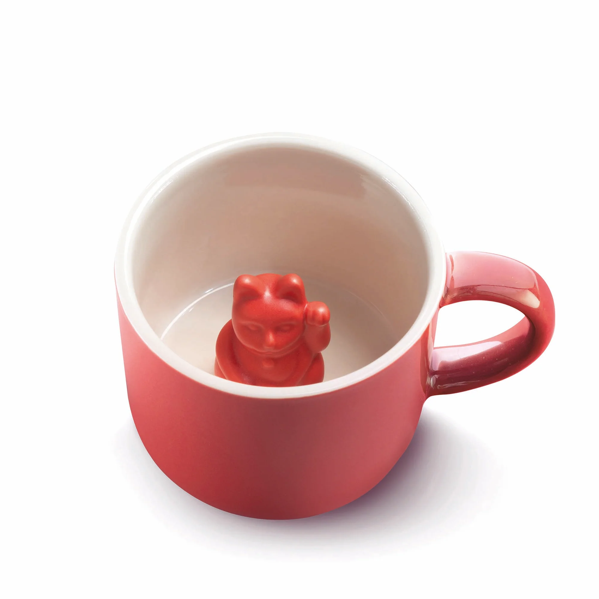 Animal mug Maneki Neko / mug with cat / red approx. 8,5 x 12 x 7 cm / porcelain / 150 ml
