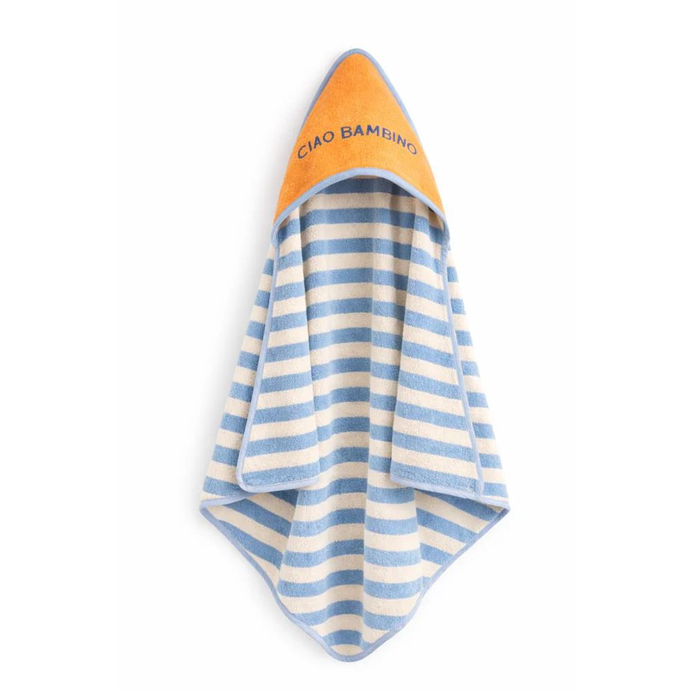Baby Towel - Ciao Bambino - Blue and Orange - One Size