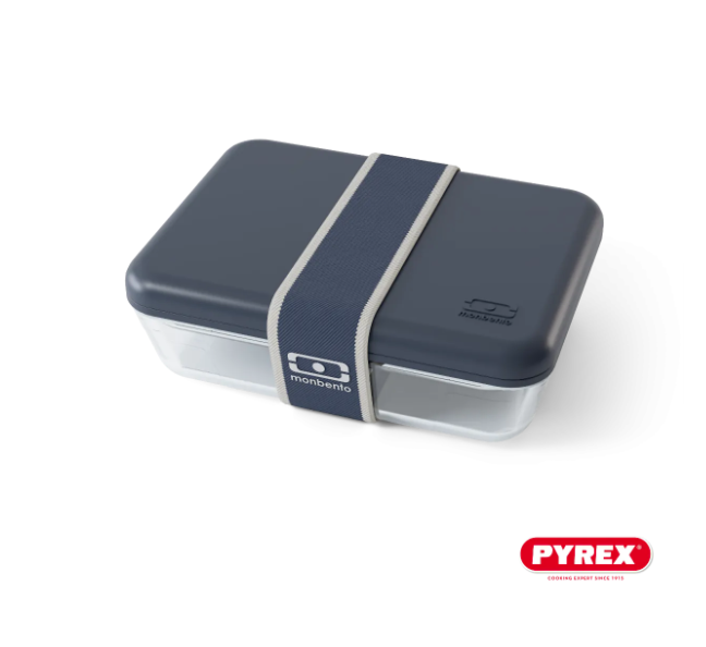 Monbento x PYREX® Pure Blue Natural Γυάλινο Lunch Box 600ml – Αεροστεγές, Made in France