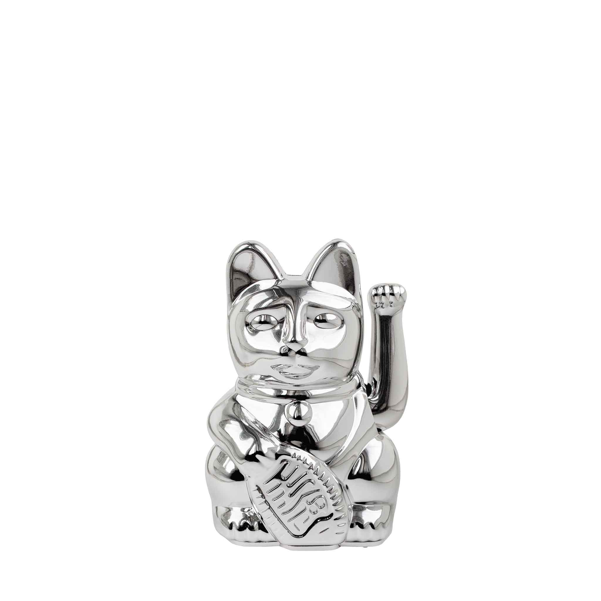 Τυχερή Γάτα Mini - Shiny Ασημί 6,5 x 5 x 10 cm
