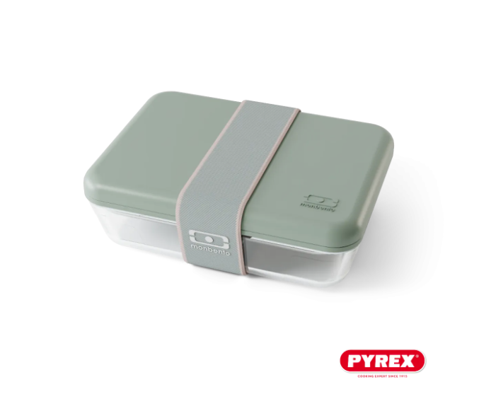 Monbento x PYREX® Pure Green Natural Γυάλινο Lunch Box 600ml – Αεροστεγές, Made in France