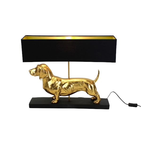 Dachshund table lamp Vienna black/gold