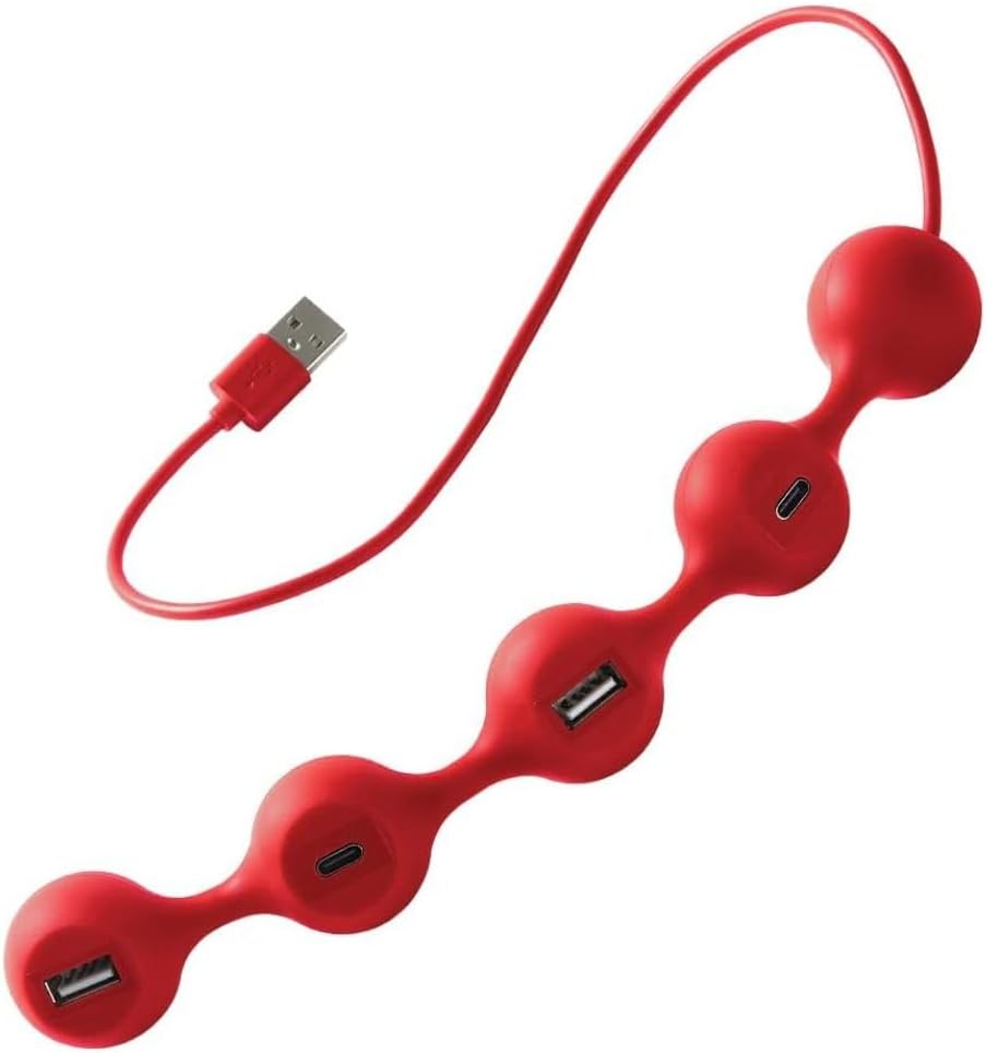 PEAS HUB 2 Hub with 2 USB ports & 2 USB-C ports - Dark Red