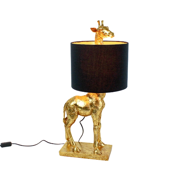 Table lamp giraffe Lucie black/gold polyresin