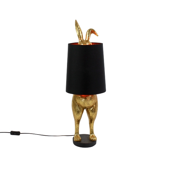 Table lamp Hiding Bunny®, gold/black polyresin