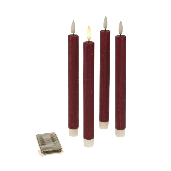 S/4 LED taper candle, purple wax/plastic/LED