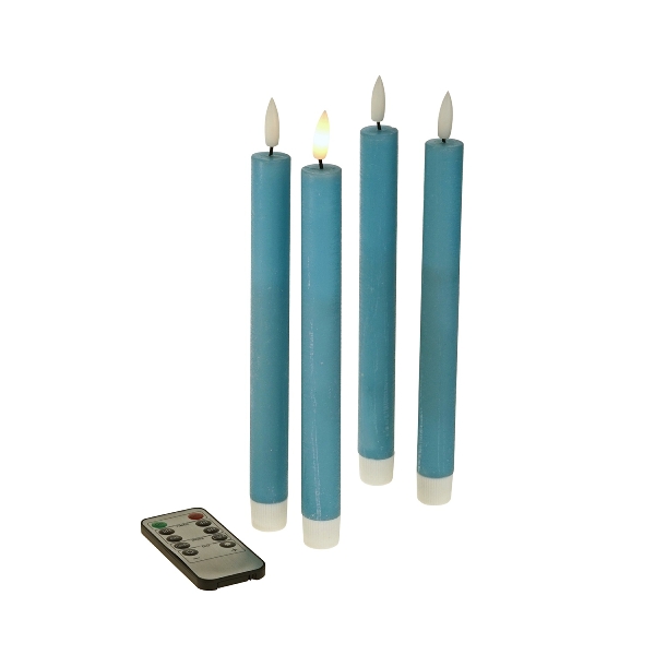 S/4 LED taper candle, blue wax/plastic/LED
