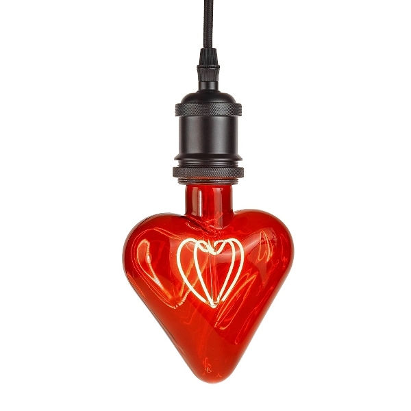 LED heart filament bulb, red E27, 4W, 220V
