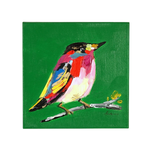 Ζωγραφισμένος Canvas 30x30cm Birdy - Πράσινο