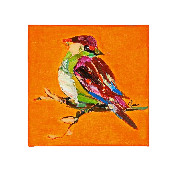 Ζωγραφισμένος Canvas 30x30cm Birdy - Πορτοκαλί