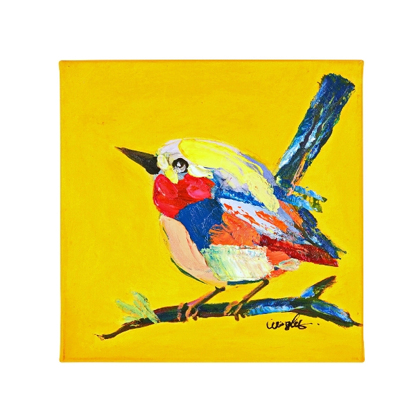 Ζωγραφισμένος Canvas 30x30cm Birdy - Κίτρινο