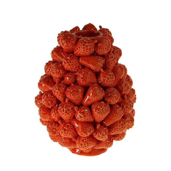 Vase Strawberry, red stoneware