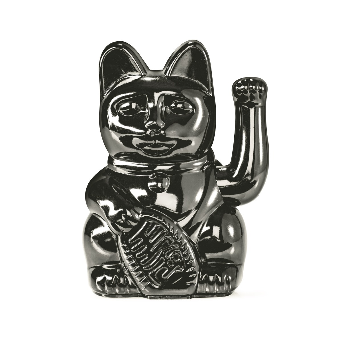 DONKEY Τυχερή Γάτα Maneki Neko DONKEY σε Γυαλιστερό Μαύρο, 15 cm