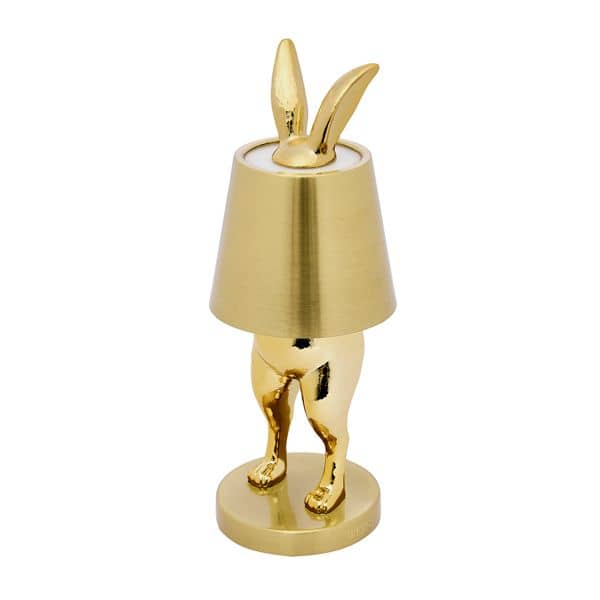 LED-Table lamp Hiding Rabbit, shiny gold, polyresin