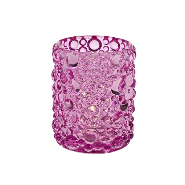 Γυάλινο Κηροπήγιο Bubbles 10x11,5cm - Ροζ
