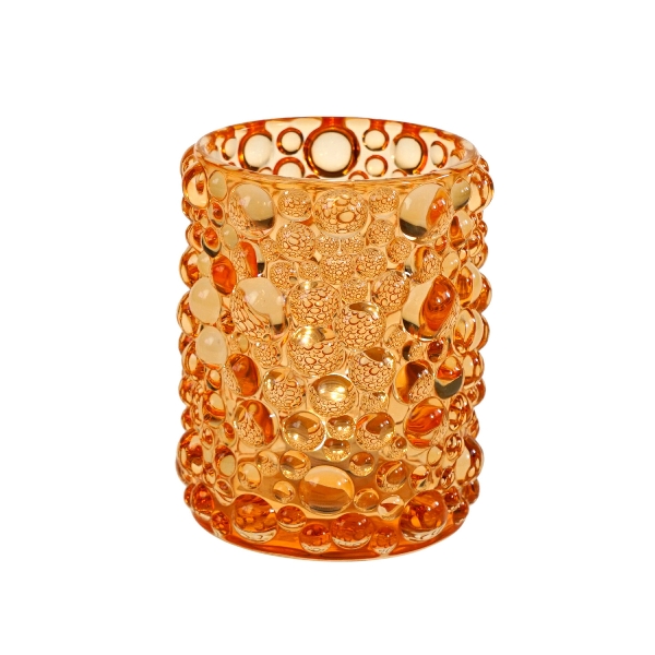 Γυάλινο Κηροπήγιο Bubbles 10x11,5cm - Πορτοκαλί