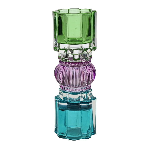 Γυάλινο Κηροπήγιο 7x20.5cm blue/purple/green