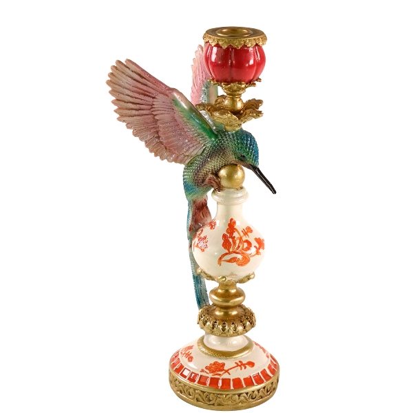 Candle holder colibri polyresin