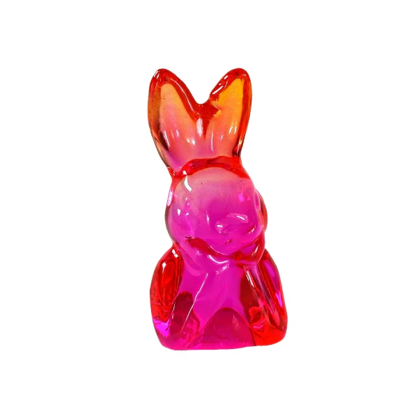 Crystal-Bunny, pink, glass, 6x5x12 cm Spray painted color!