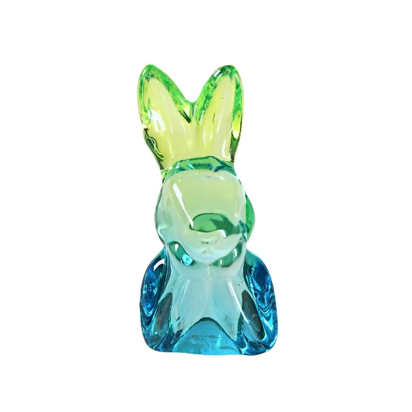 Crystal-Bunny, blue glass, 6x5x12 cm Spray painted color!