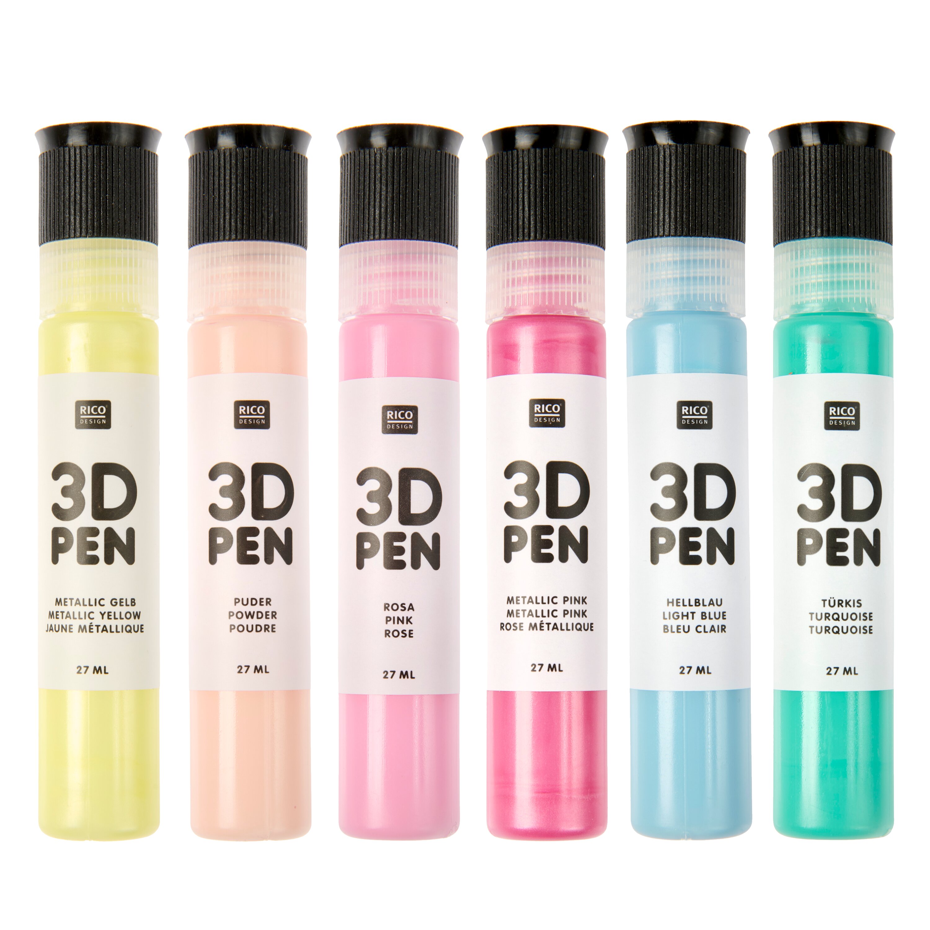 Rico Design 3D Pen - Set Pastel, 6 x 27ml
