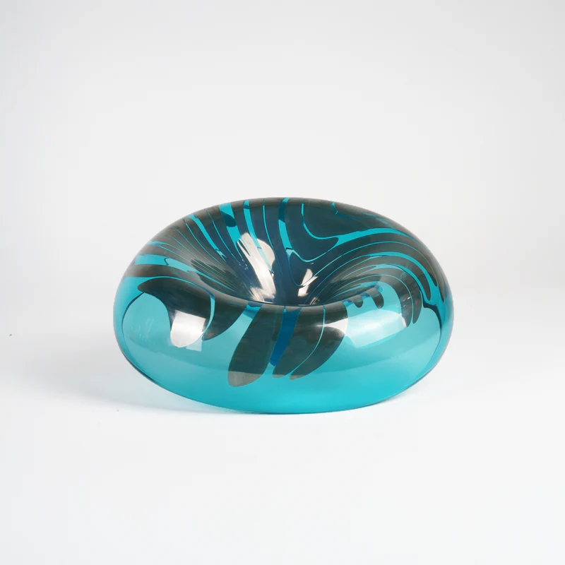 Murano Χειροποίητο Διακοσμητικό Τραπεζιού Daktyl Collection Green Cas with White