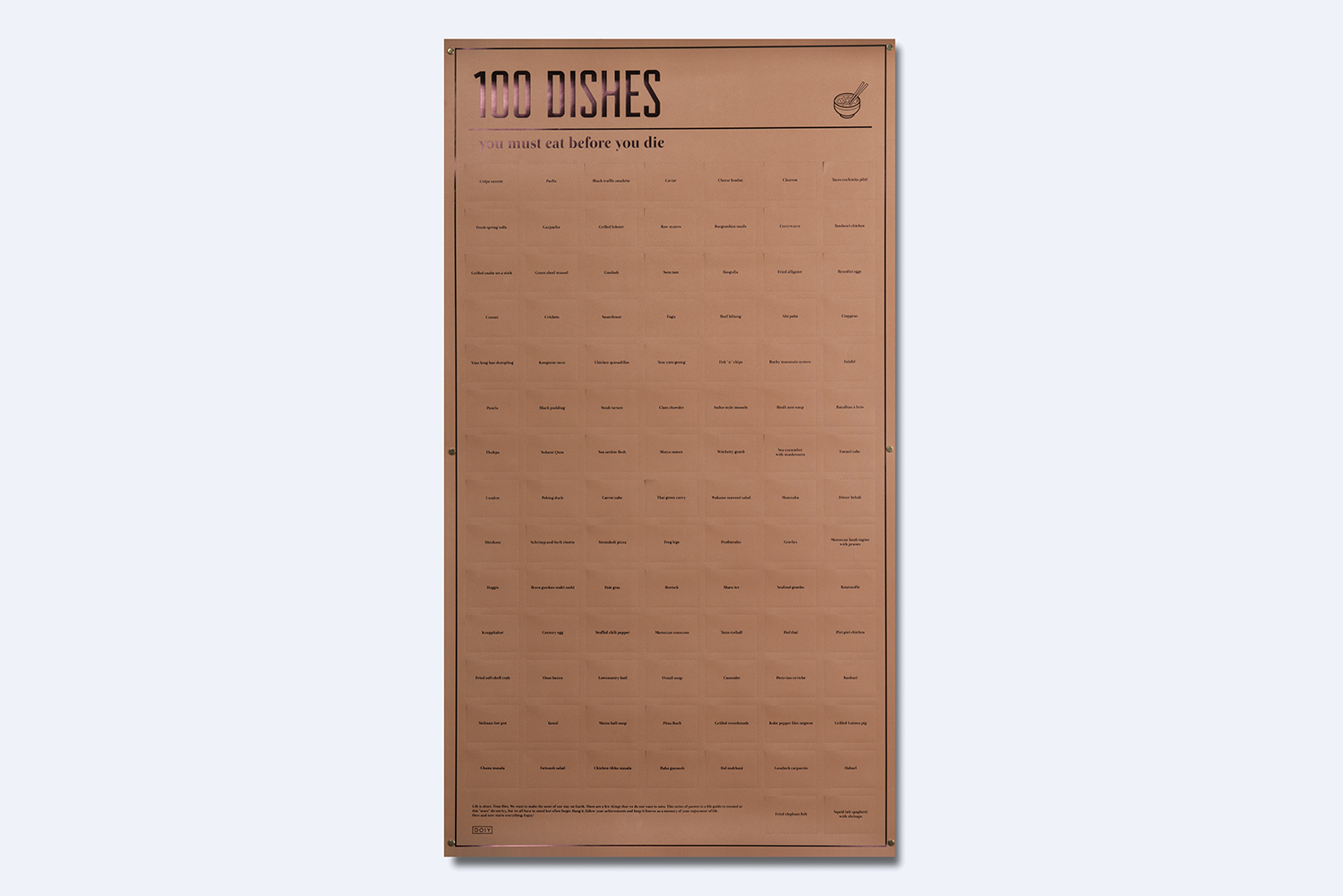 DOIY Αφίσα 100 Πιάτα που Πρέπει να Δοκιμάσεις στην Ζωή σου - 98 x 55 cm