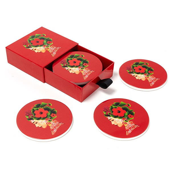 Lotus set of 4 ceramic coasters