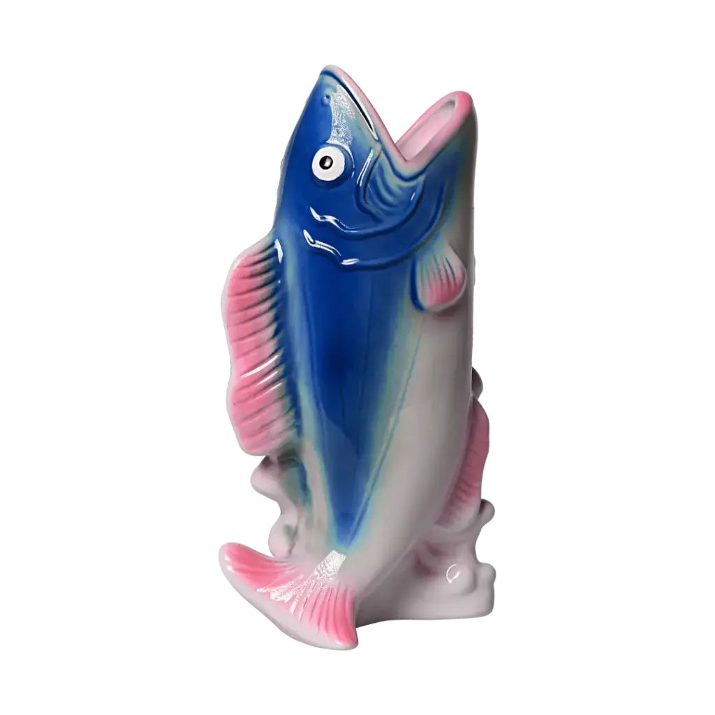 Fish Μπλε Κεραμικό Βάζο 11,5×22 cm