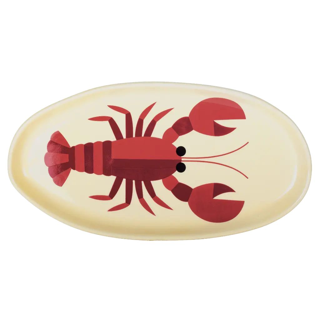 Sealife Lobster Κίτρινη Πορσελάνινη Πιατέλα Σερβιρίσματος 35 × 18 cm