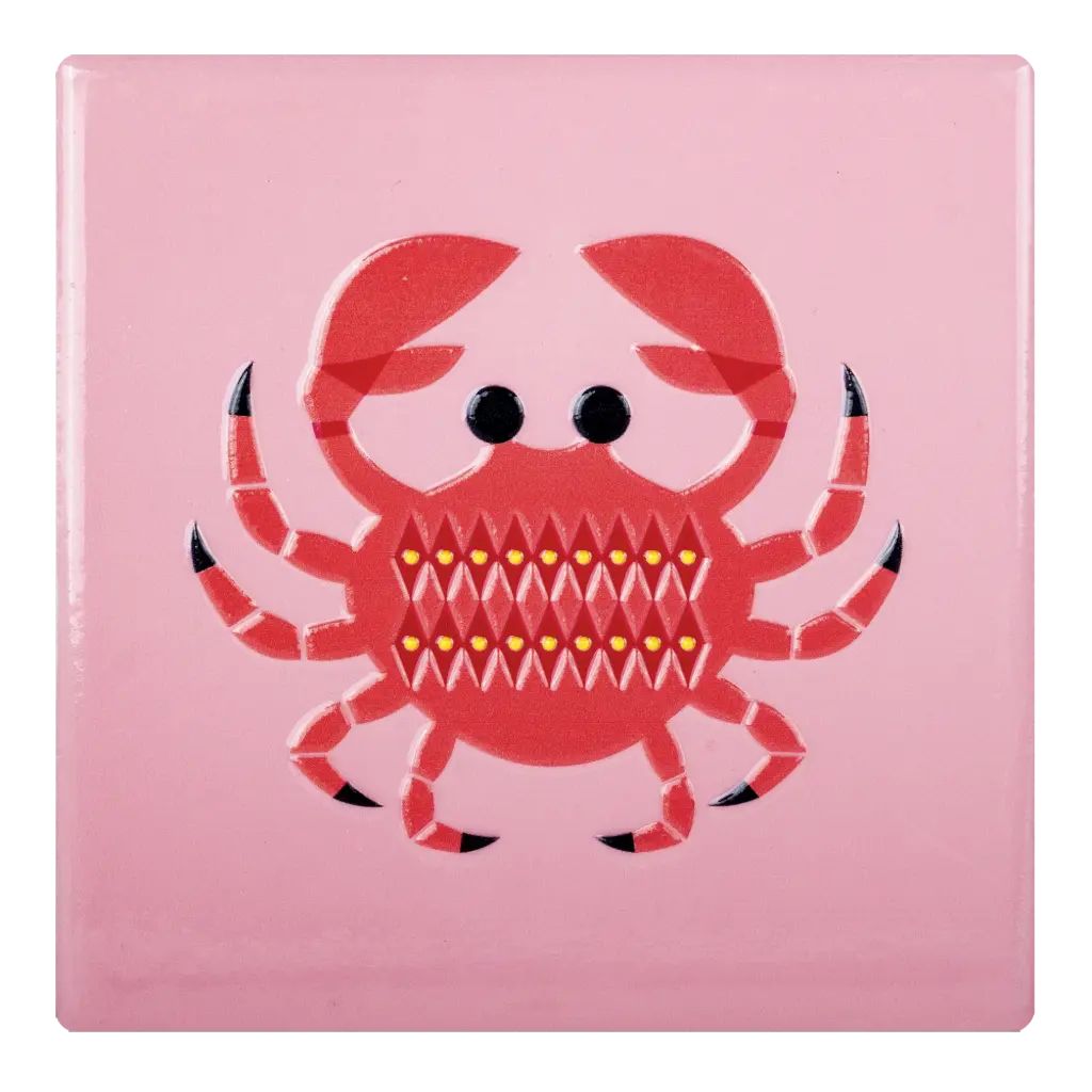 Sealife Crab Ροζ Κεραμικό Σουβέρ 10 × 10 cm