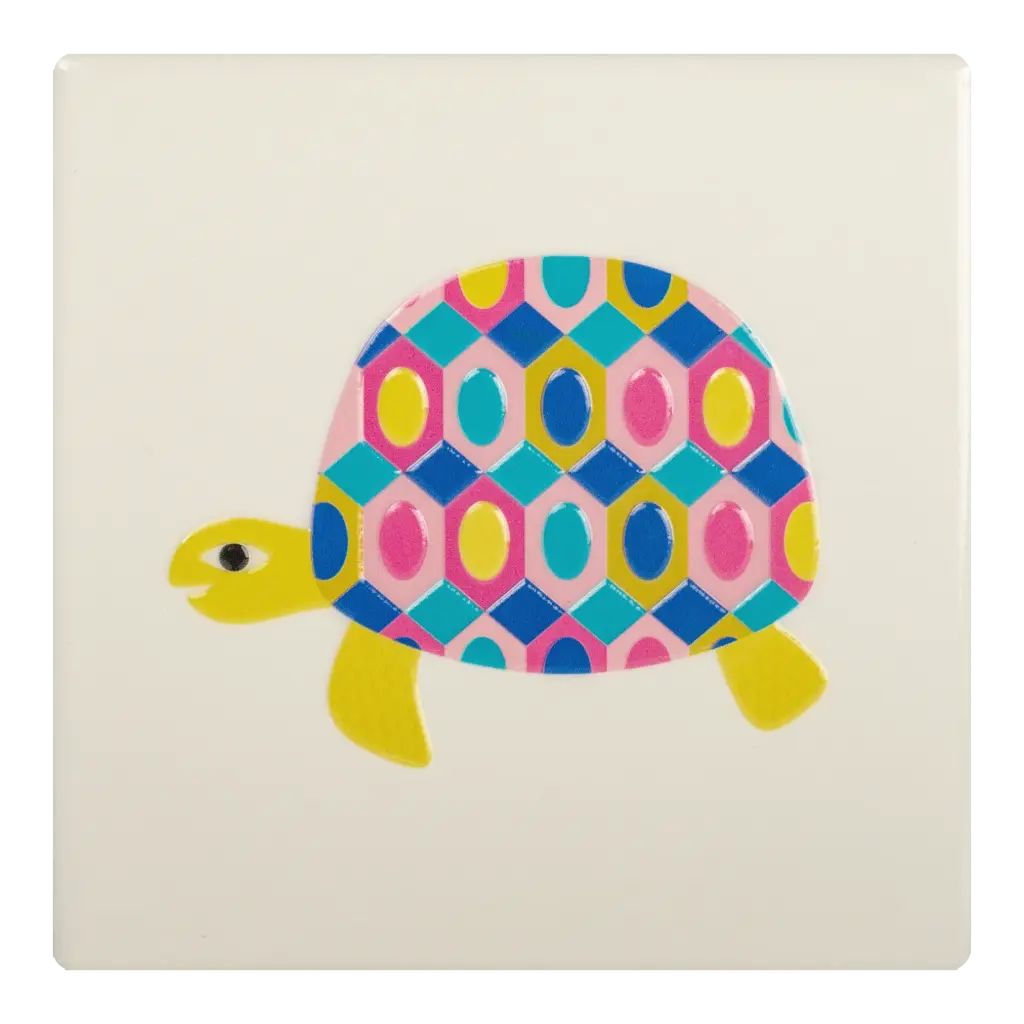 Sealife Turtle Κίτρινο Κεραμικό Σουβέρ 10 × 10 cm
