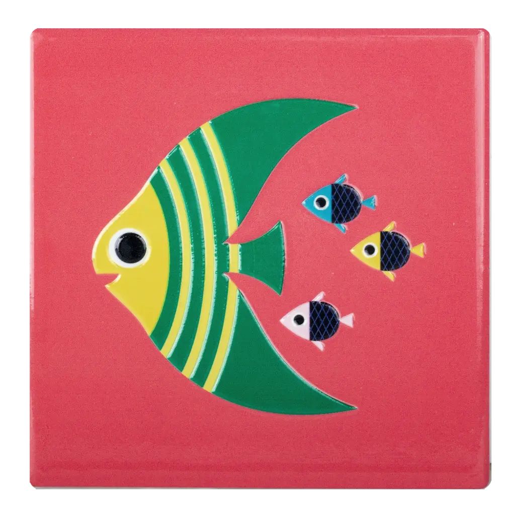 Sealife Flyfish Ροζ Κεραμικό Σουβέρ 10 × 10 cm