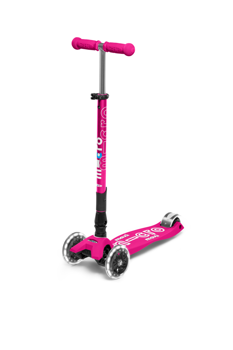 Πατίνι Maxi Micro Deluxe Foldable LED - Shocking Pink