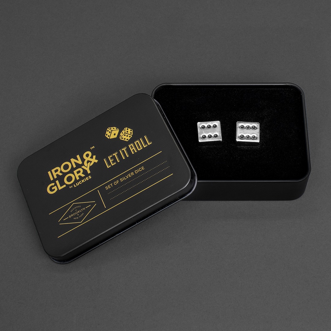 Suck UK Ζάρια Σετ Let It Roll Ασημί - Iron & Glory™, Suck UK™