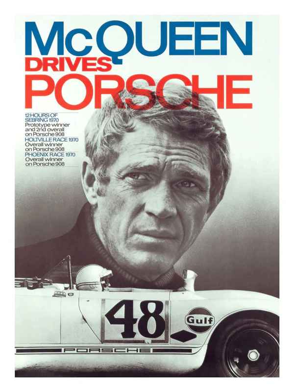 Fine Art Print Αφίσα Steve McQueen Drives Porsche 30x40cm