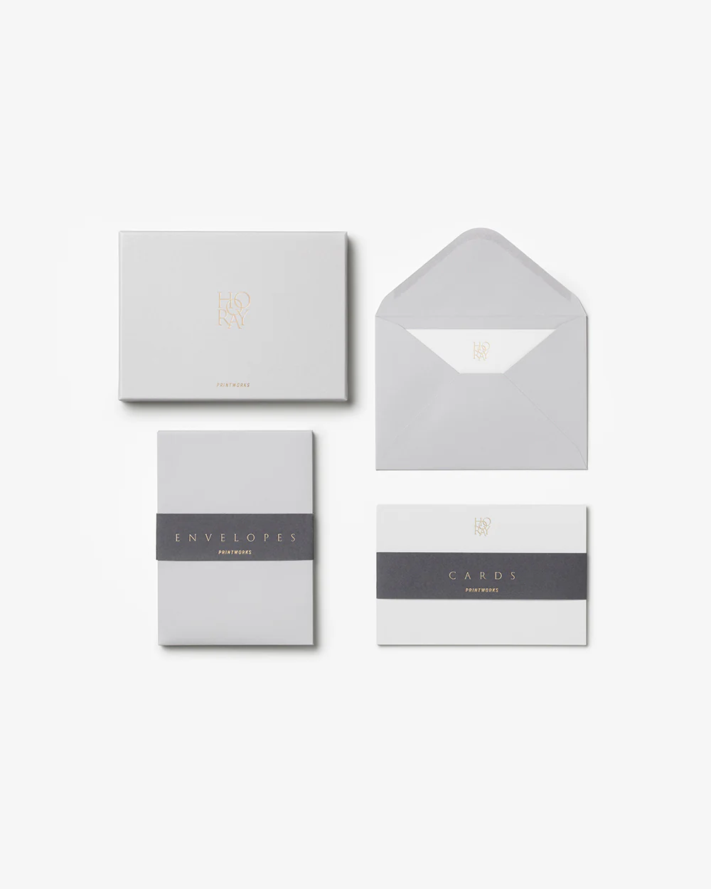 Card & Envelope Set - Hooray, Grey