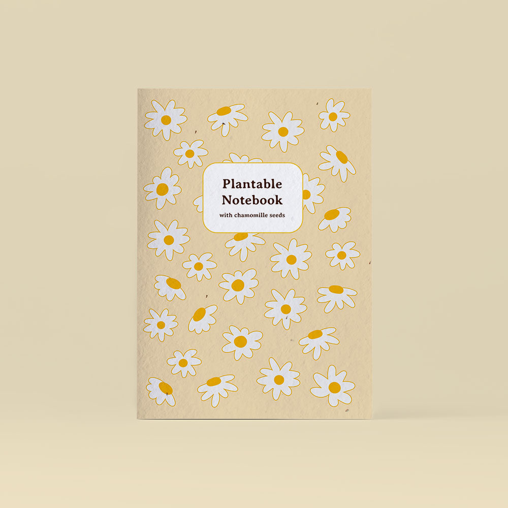 Plantable notebook with chamomille seeds