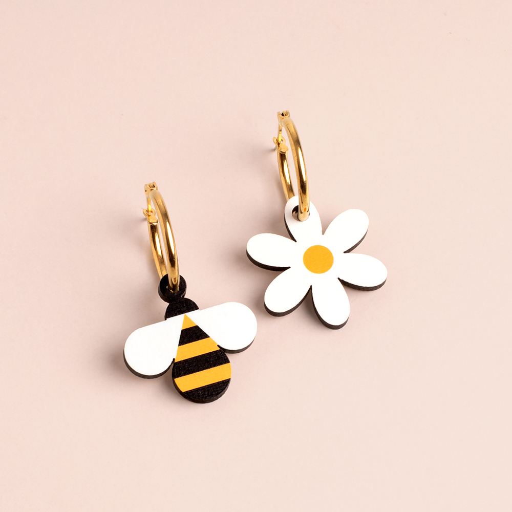 RESETEA Σκουλαρίκια Bee & Flower