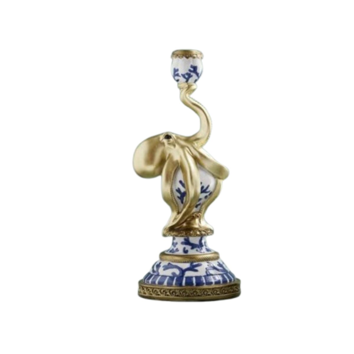 Candle holder Otto blue, polyresin, 13x30 cm