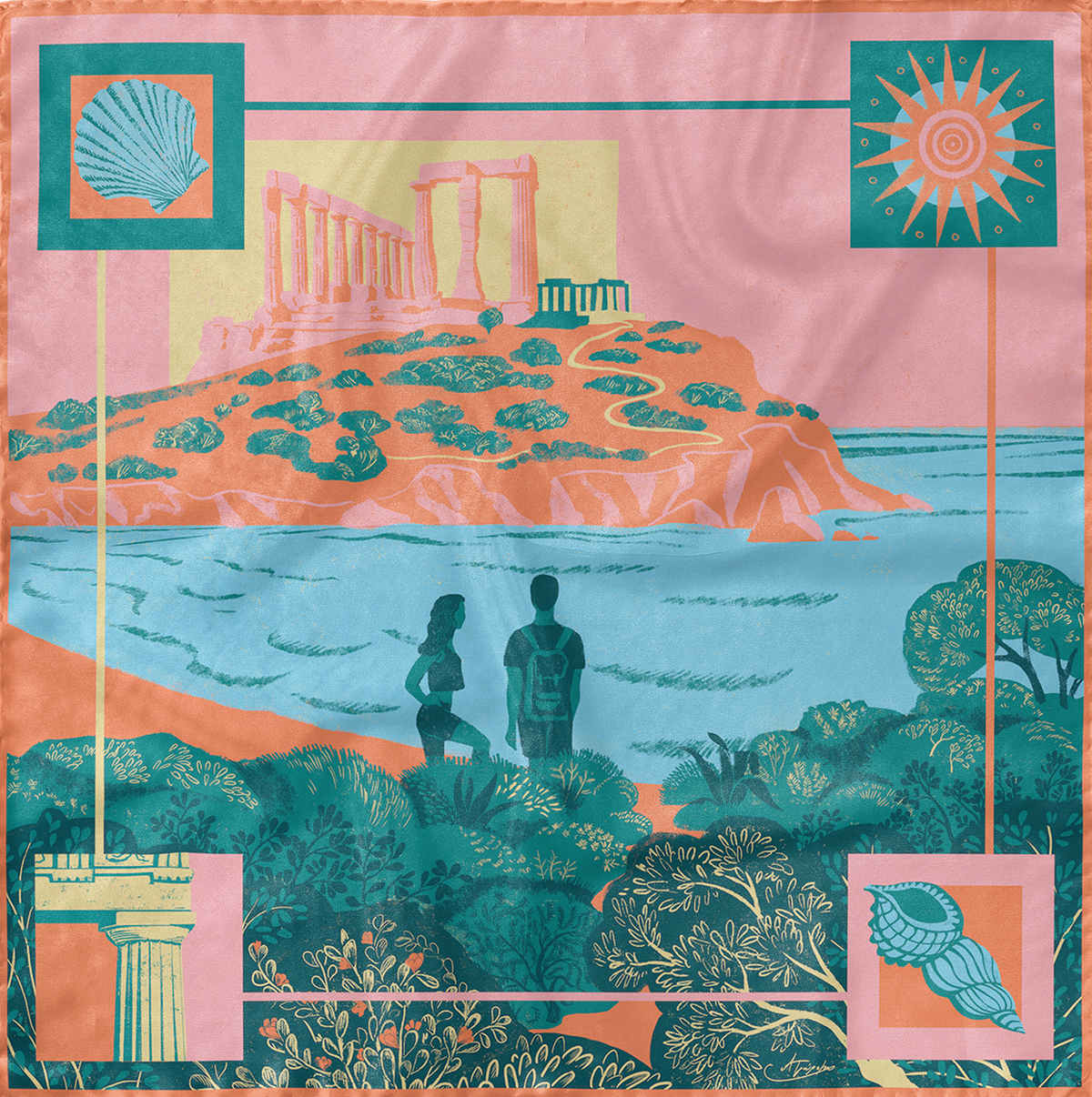 Μεταξωτό Μαντήλι Sounio - 45x45cm